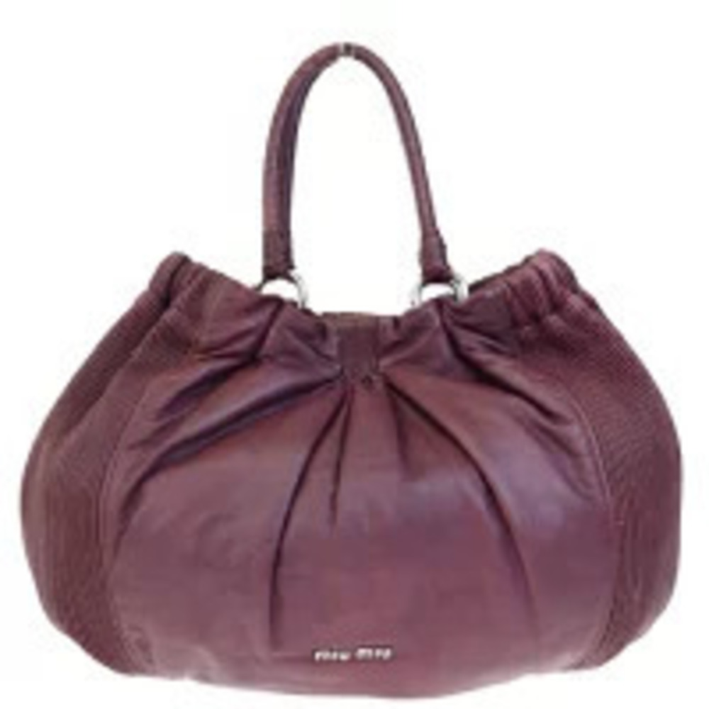 Miu Miu Shoulder Bag Tote Handbag Bordeaux Purple Red Leather